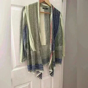 Nic +  Zoe plus size 1x linen multi colored 3/4 cardigan